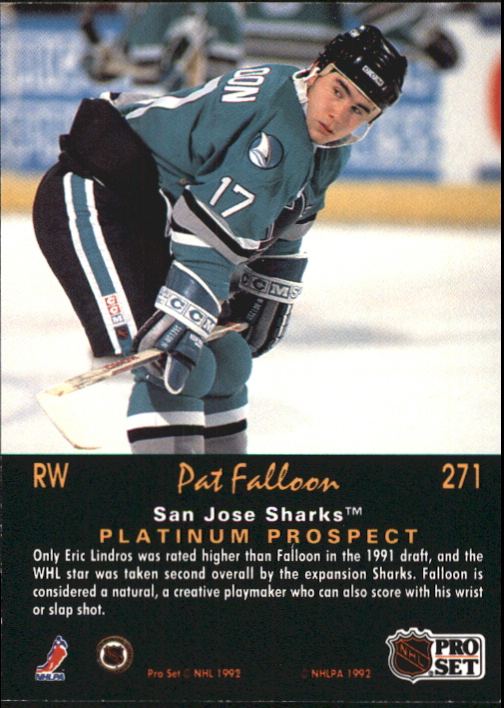 1991-92 Pro Set Platinum #271 Pat Falloon back image