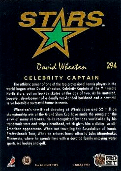 1991-92 Pro Set Platinum #294 David Wheaton CAP back image