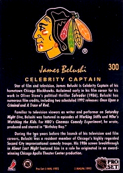 1991-92 Pro Set Platinum #300 James Belushi CAP back image