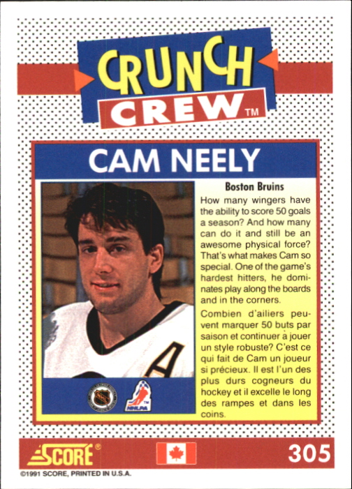 1991-92 Score Canadian Bilingual #305 Cam Neely Crunch back image