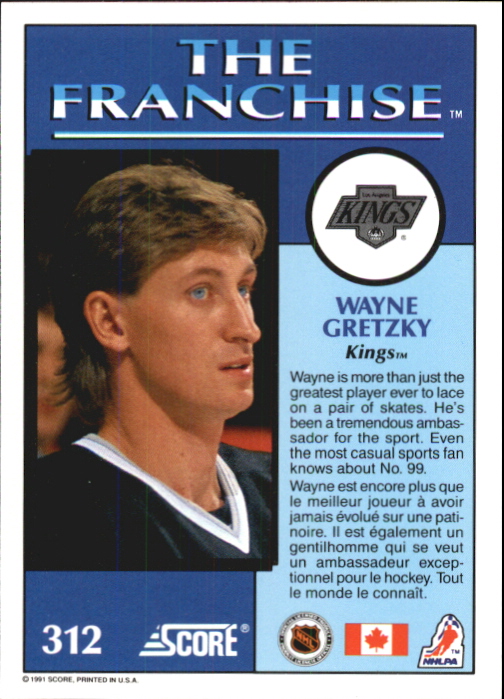 1991-92 Score Canadian Bilingual #312 Wayne Gretzky FRAN back image