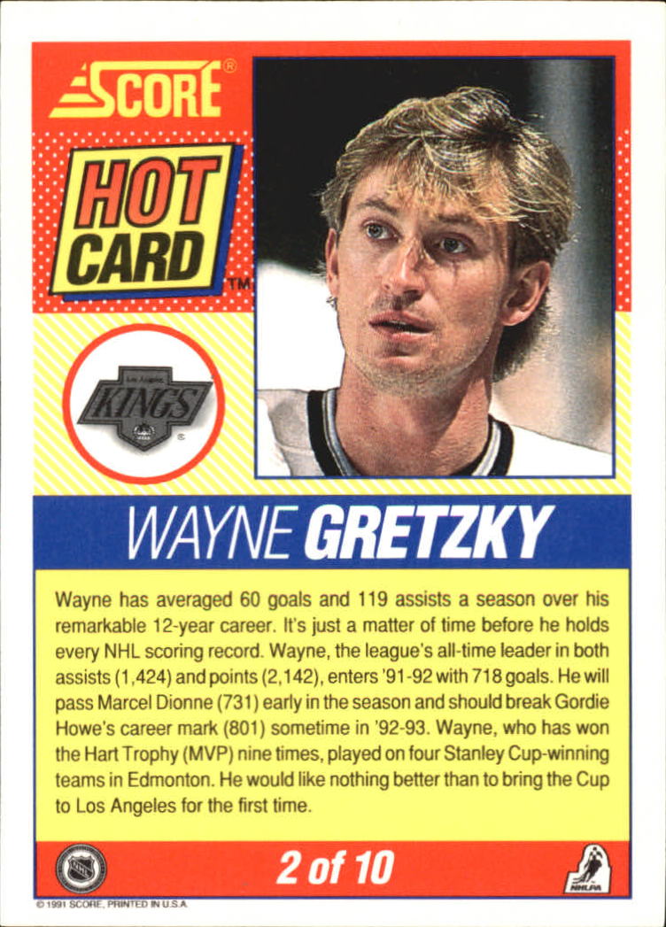 1991-92 Score Hot Cards #2 Wayne Gretzky back image
