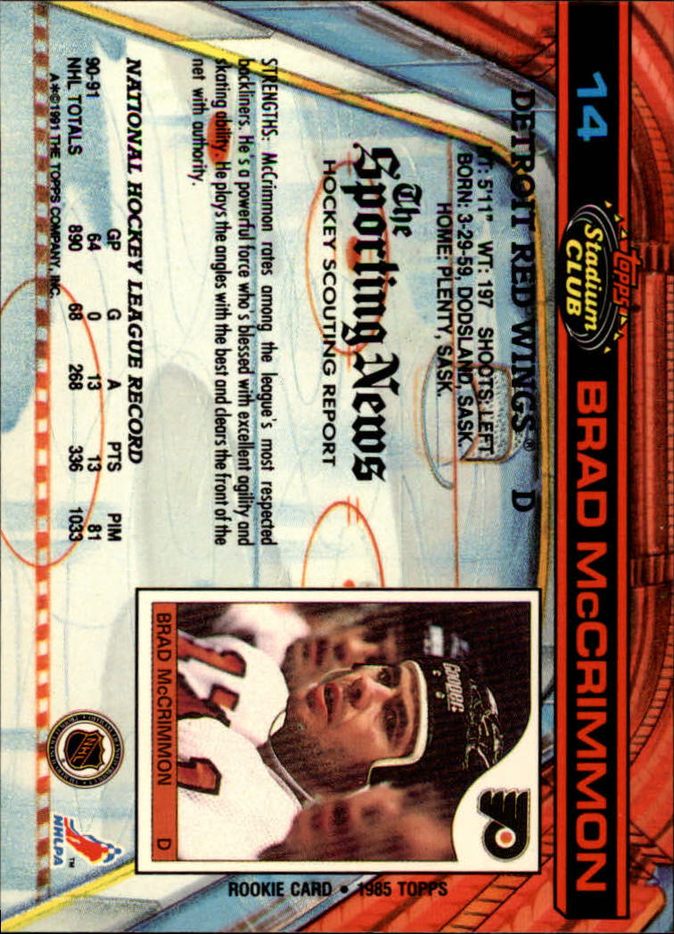 1991-92 Stadium Club #14 Brad McCrimmon back image