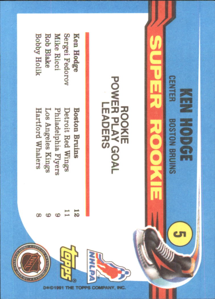 1991-92 Topps #5 Ken Hodge Jr. SR back image