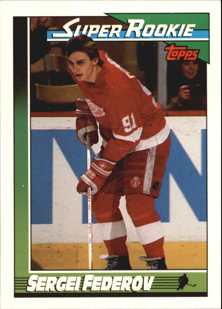 1991-92 Topps #8 Sergei Fedorov SR UER/(Name misspelled on/front and in stats)