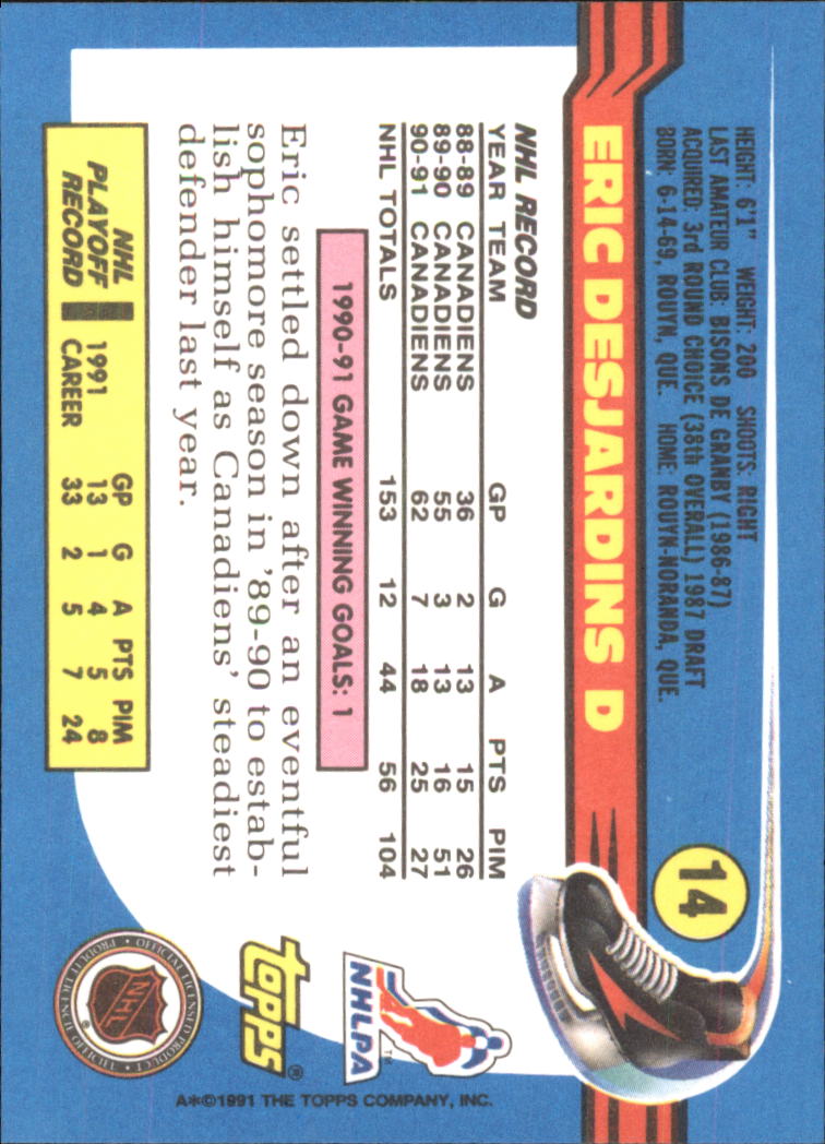 1991-92 Topps Hockey (Pick Card From List 1-307) C60 05-24 - Picture 19 of 495