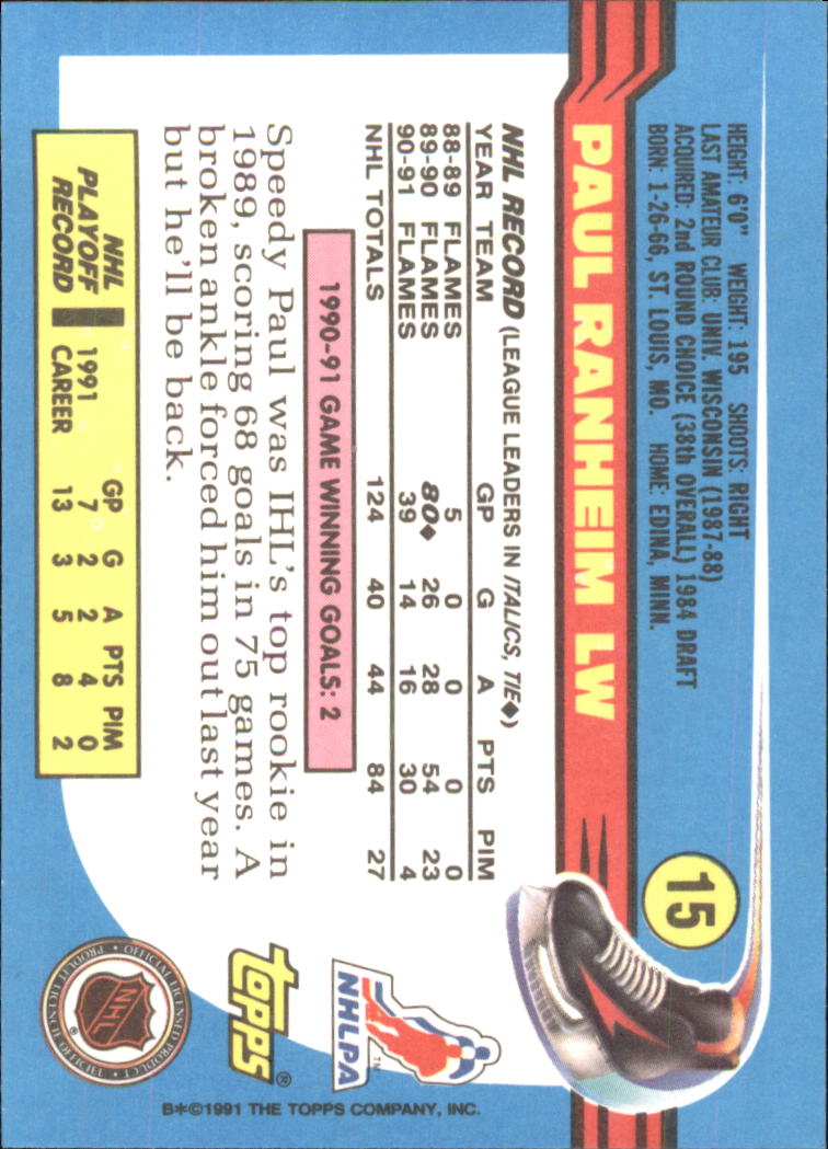 1991-92 Topps Hockey (Pick Card From List 1-307) C60 05-24 - Picture 21 of 495