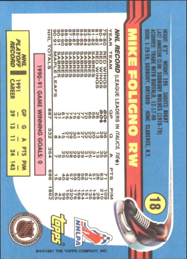 1991-92 Topps Hockey (Pick Card From List 1-307) C60 05-24 - Picture 23 of 495