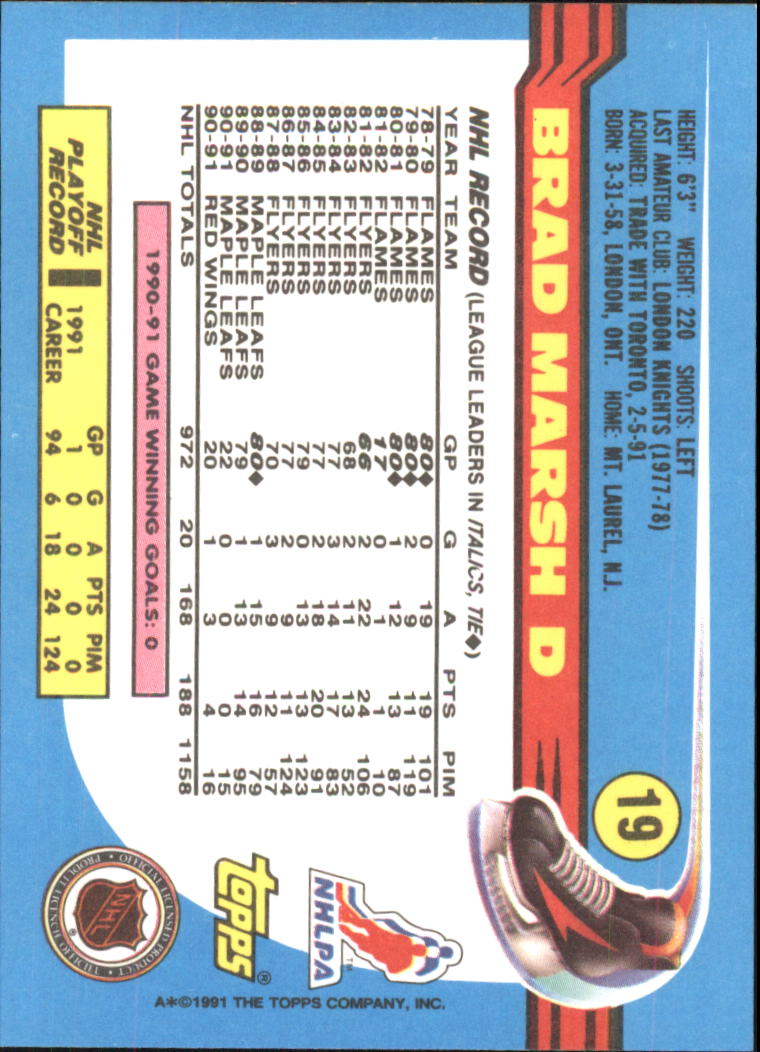 1991-92 Topps Hockey (Pick Card From List 1-307) C60 05-24 - Picture 25 of 495