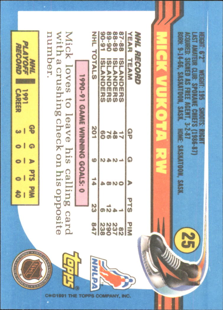 1991-92 Topps Hockey (Pick Card From List 1-307) C60 05-24 - Picture 37 of 495