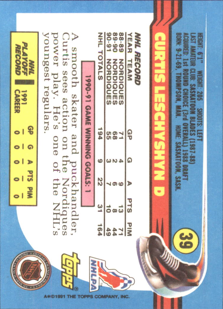 1991-92 Topps Hockey (Pick Card From List 1-307) C60 05-24 - Picture 59 of 495