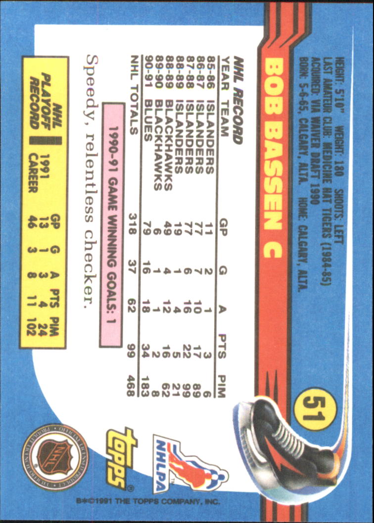 1991-92 Topps Hockey (Pick Card From List 1-307) C60 05-24 - Picture 77 of 495