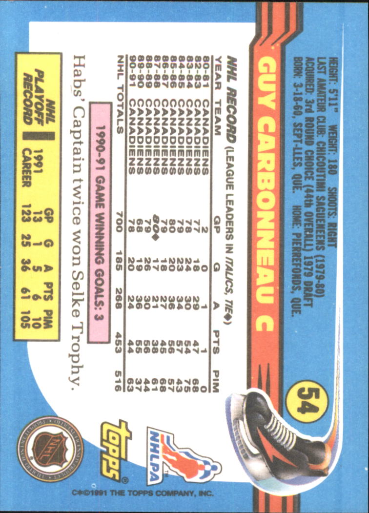 1991-92 Topps Hockey (Pick Card From List 1-307) C60 05-24 - Picture 83 of 495
