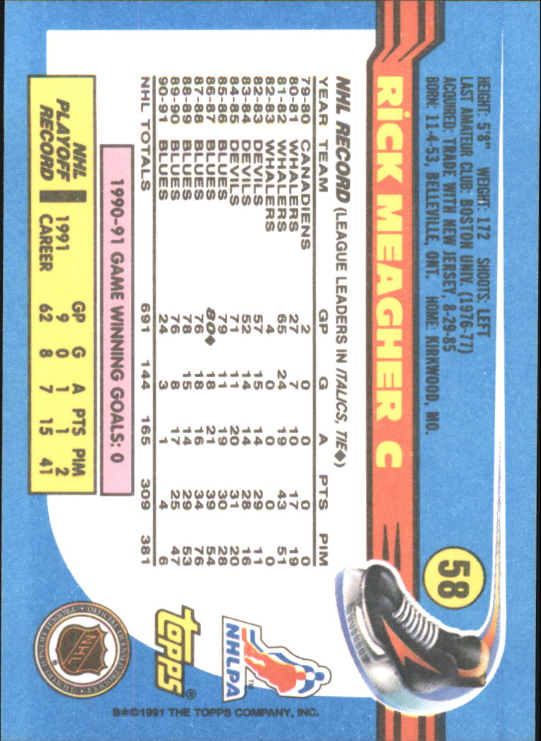 1991-92 Topps Hockey (Pick Card From List 1-307) C60 05-24 - Picture 91 of 495