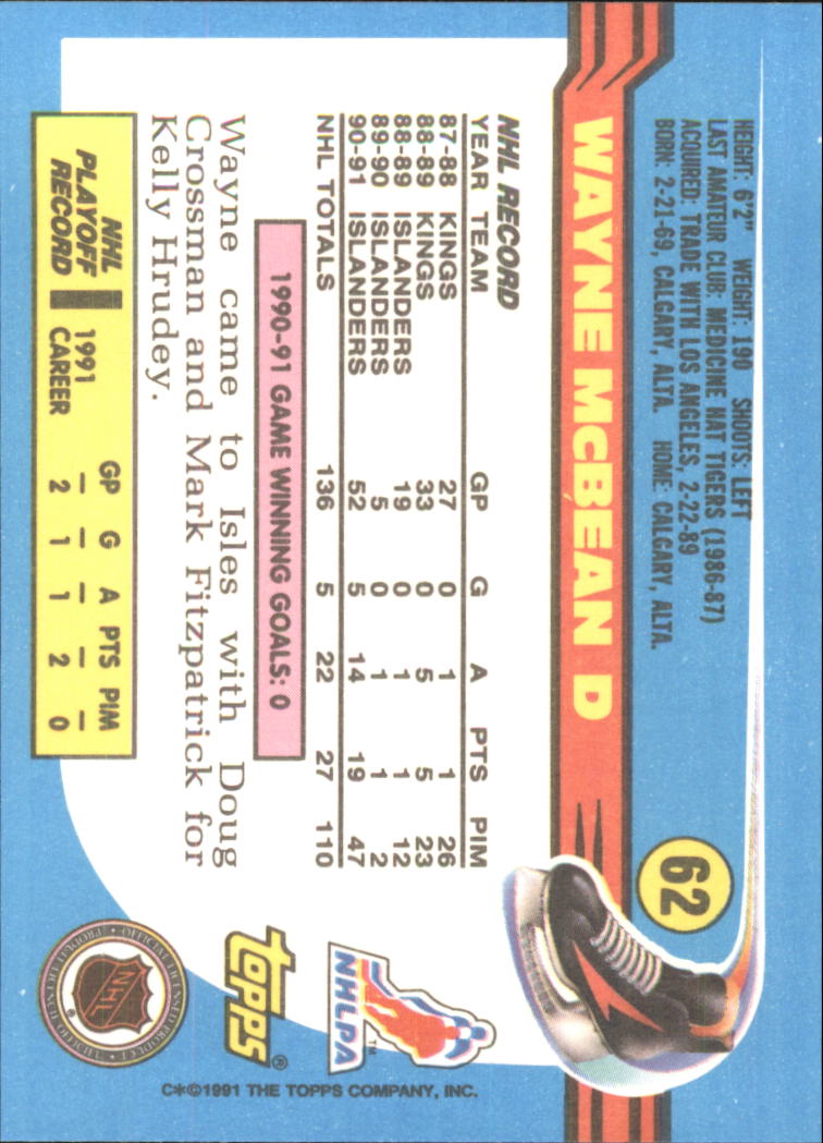 1991-92 Topps Hockey (Pick Card From List 1-307) C60 05-24 - Picture 99 of 495