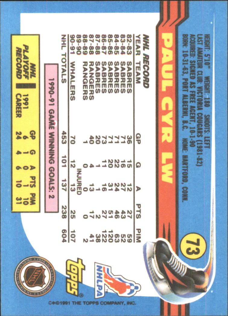 1991-92 Topps Hockey (Pick Card From List 1-307) C60 05-24 - Picture 115 of 495