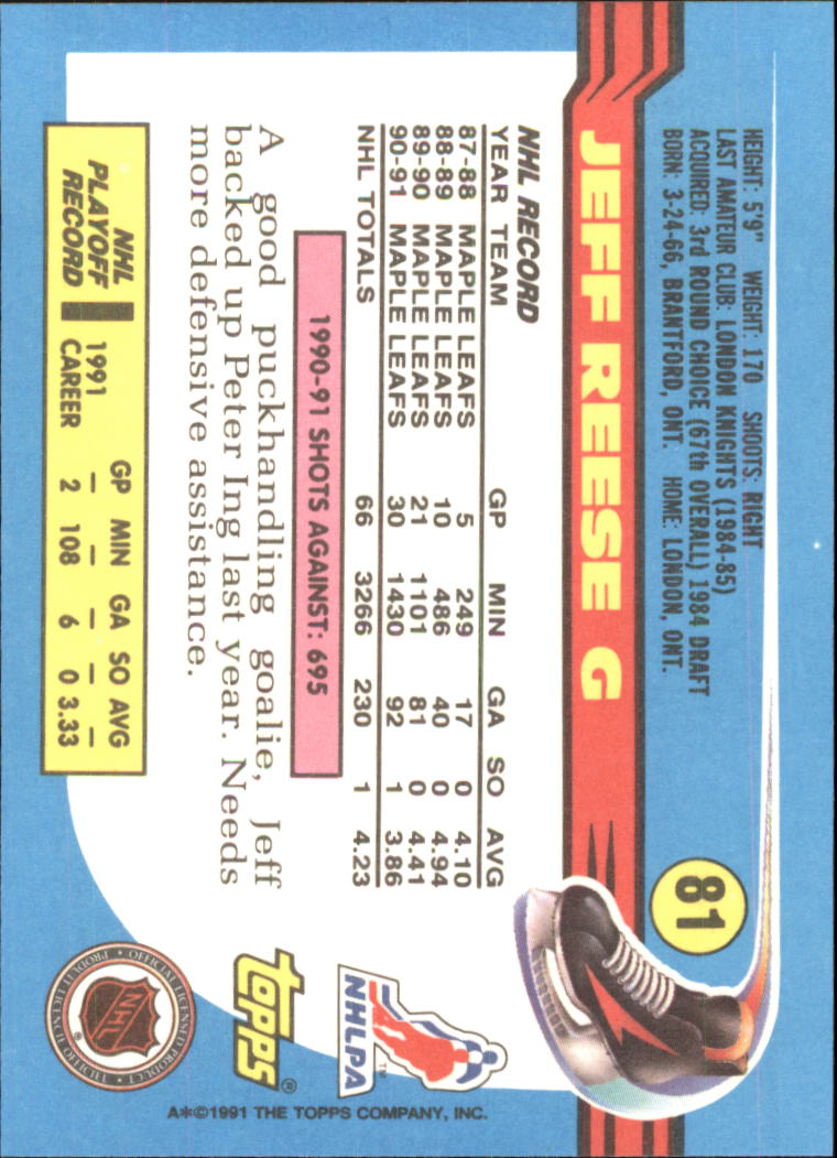 1991-92 Topps Hockey (Pick Card From List 1-307) C60 05-24 - Picture 129 of 495
