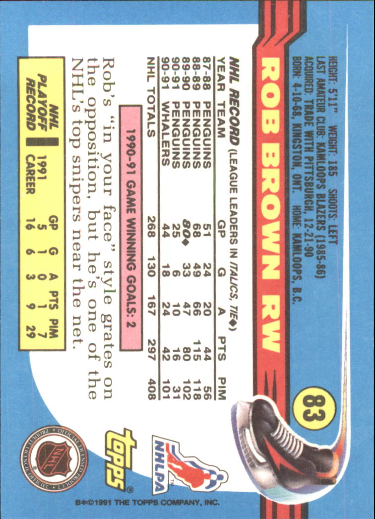 1991-92 Topps Hockey (Pick Card From List 1-307) C60 05-24 - Picture 133 of 495