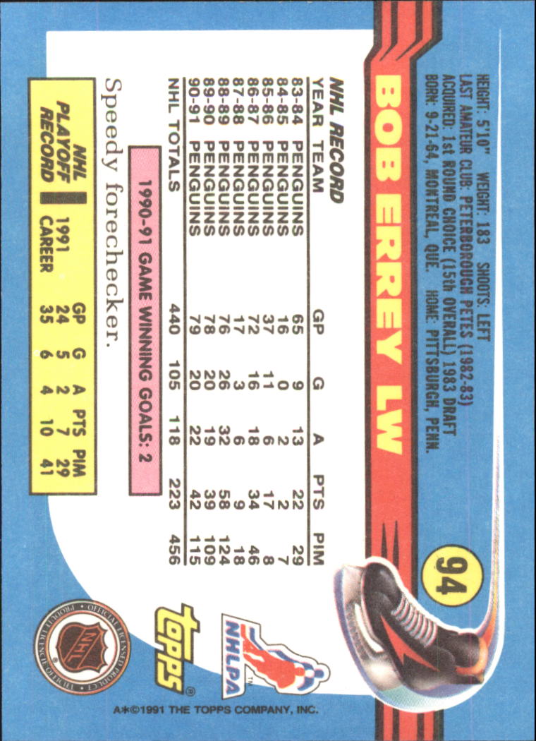 1991-92 Topps Hockey (Pick Card From List 1-307) C60 05-24 - Picture 151 of 495