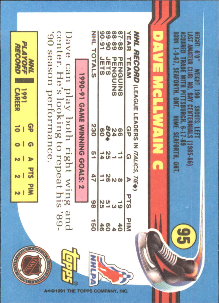 1991-92 Topps Hockey (Pick Card From List 1-307) C60 05-24 - Picture 153 of 495