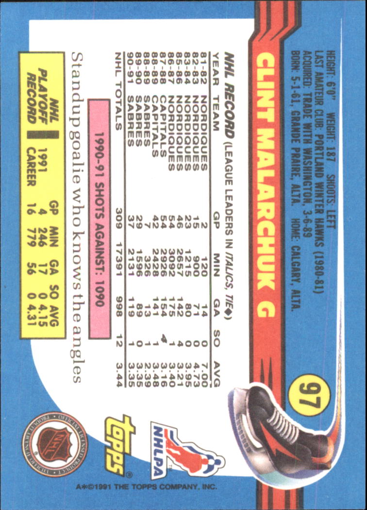 1991-92 Topps Hockey (Pick Card From List 1-307) C60 05-24 - Picture 157 of 495