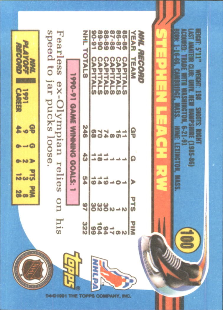 1991-92 Topps Hockey (Pick Card From List 1-307) C60 05-24 - Picture 159 of 495