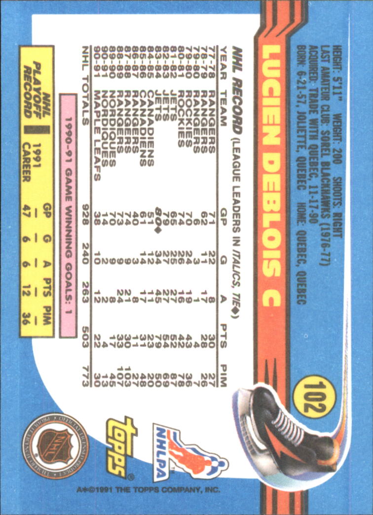 1991-92 Topps Hockey (Pick Card From List 1-307) C60 05-24 - Picture 163 of 495