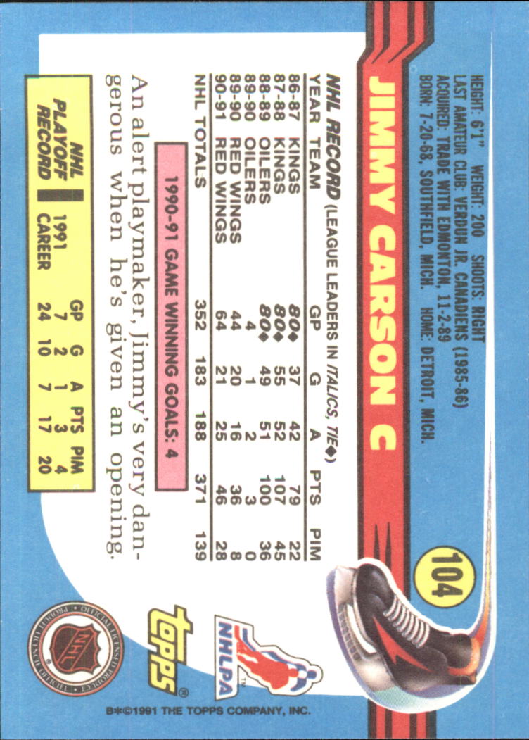 1991-92 Topps Hockey (Pick Card From List 1-307) C60 05-24 - Picture 167 of 495