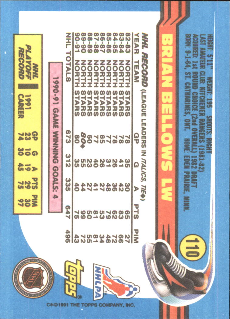 1991-92 Topps Hockey (Pick Card From List 1-307) C60 05-24 - Picture 175 of 495
