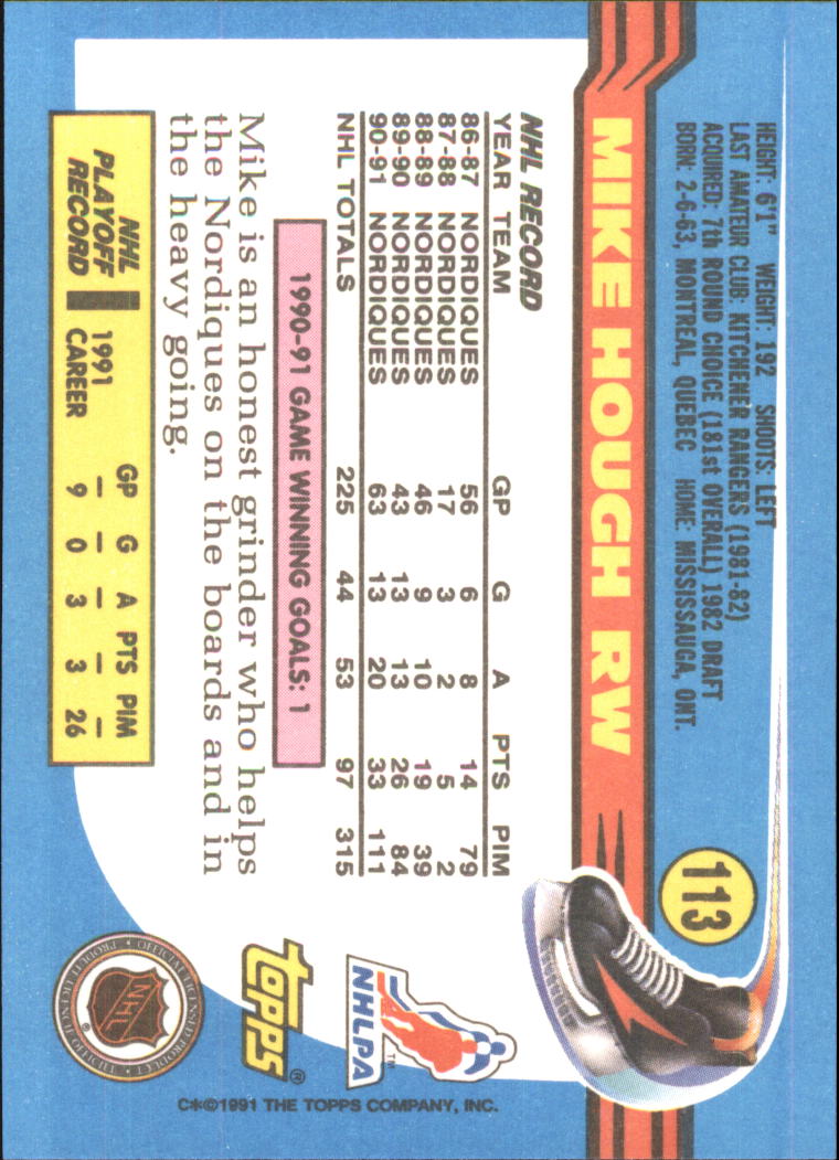 1991-92 Topps Hockey (Pick Card From List 1-307) C60 05-24 - Picture 179 of 495