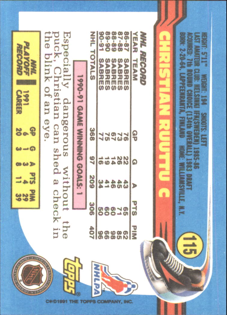 1991-92 Topps Hockey (Pick Card From List 1-307) C60 05-24 - Picture 183 of 495