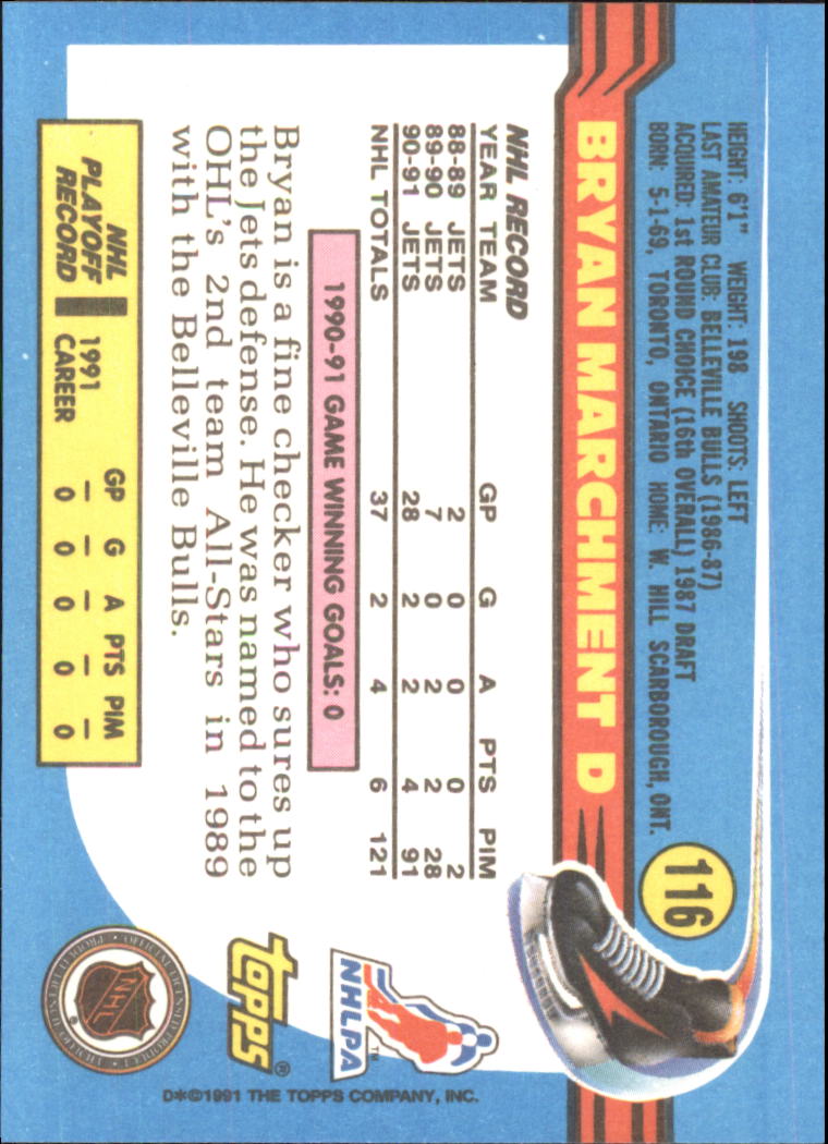 1991-92 Topps Hockey (Pick Card From List 1-307) C60 05-24 - Picture 185 of 495