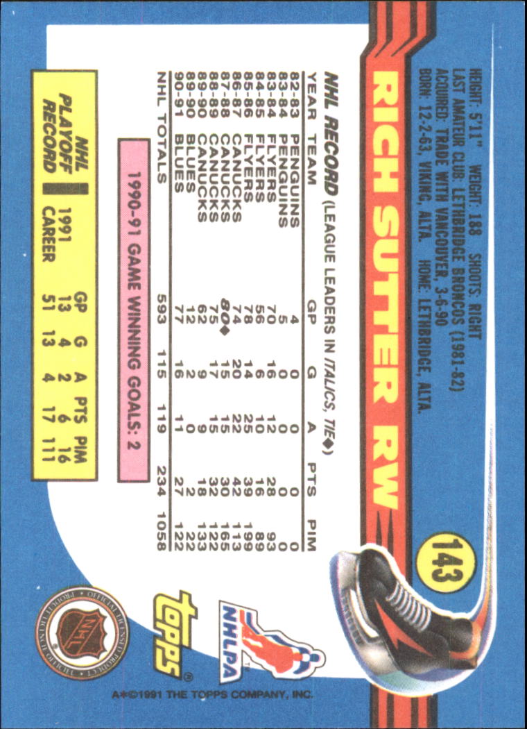 1991-92 Topps Hockey (Pick Card From List 1-307) C60 05-24 - Picture 227 of 495