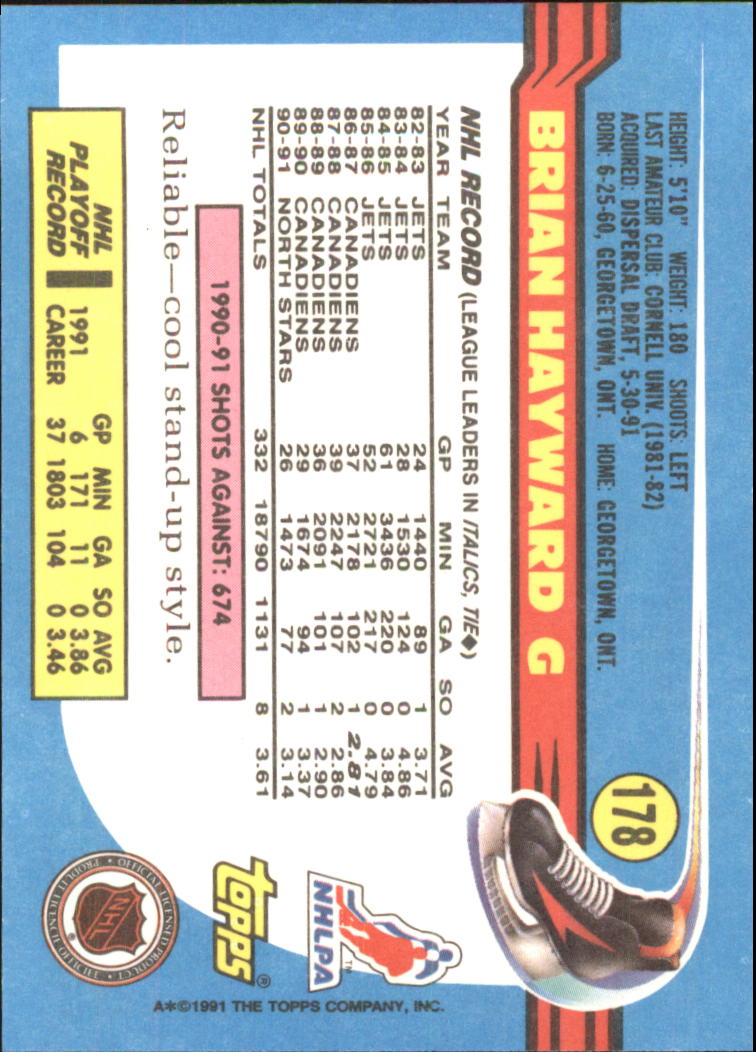 1991-92 Topps Hockey (Pick Card From List 1-307) C60 05-24 - Picture 291 of 495