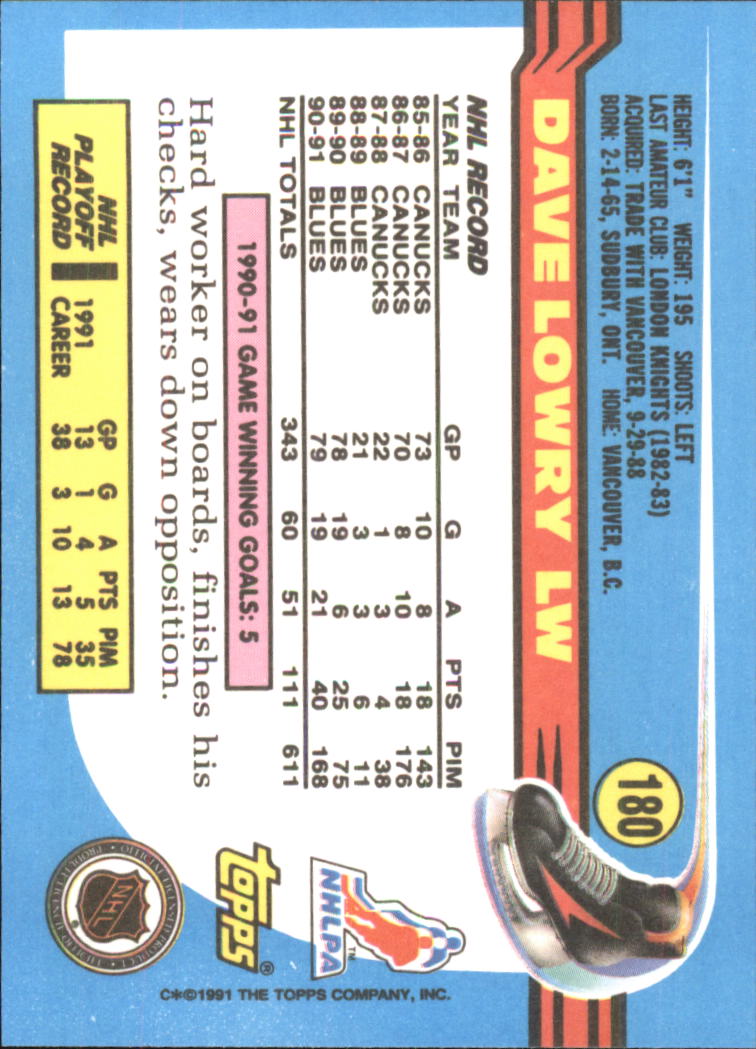 1991-92 Topps Hockey (Pick Card From List 1-307) C60 05-24 - Picture 293 of 495
