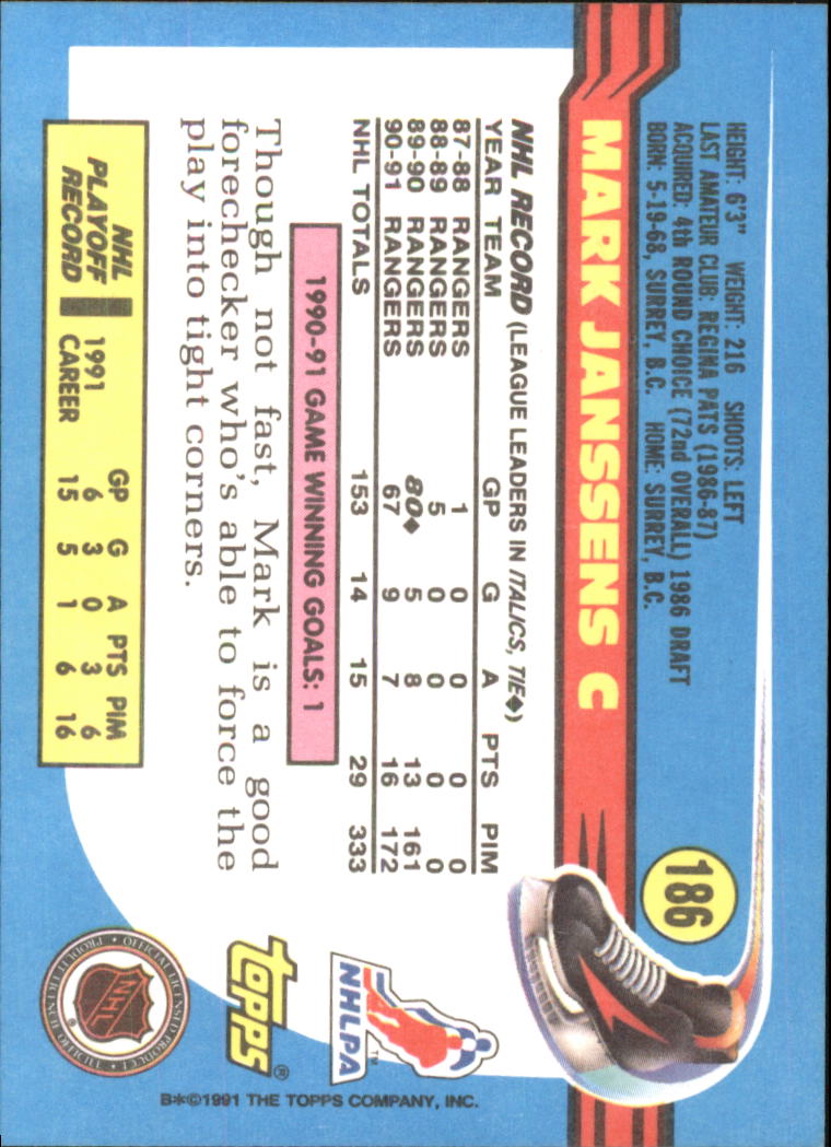 1991-92 Topps Hockey (Pick Card From List 1-307) C60 05-24 - Picture 303 of 495