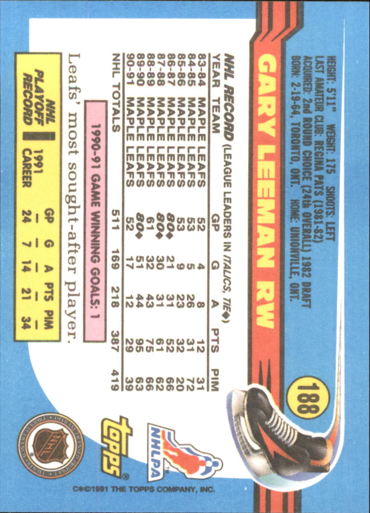 1991-92 Topps Hockey (Pick Card From List 1-307) C60 05-24 - Picture 305 of 495