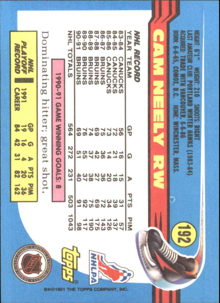 1991-92 Topps Hockey (Pick Card From List 1-307) C60 05-24 - Picture 311 of 495