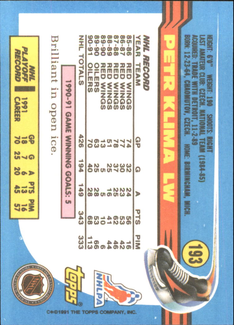 1991-92 Topps Hockey (Pick Card From List 1-307) C60 05-24 - Picture 313 of 495