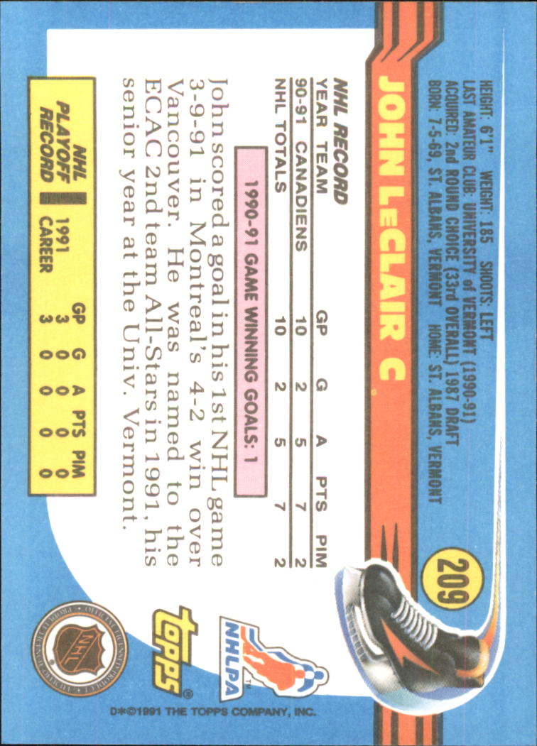 1991-92 Topps Hockey (Pick Card From List 1-307) C60 05-24 - Picture 339 of 495
