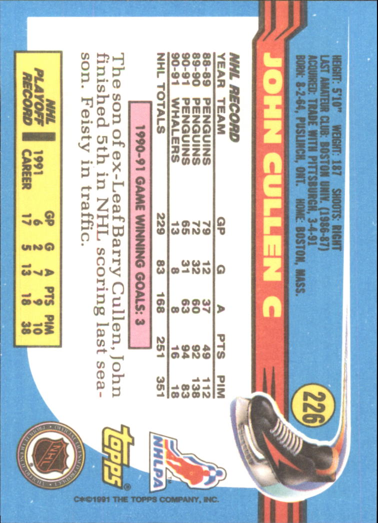 1991-92 Topps Hockey (Pick Card From List 1-307) C60 05-24 - Picture 367 of 495