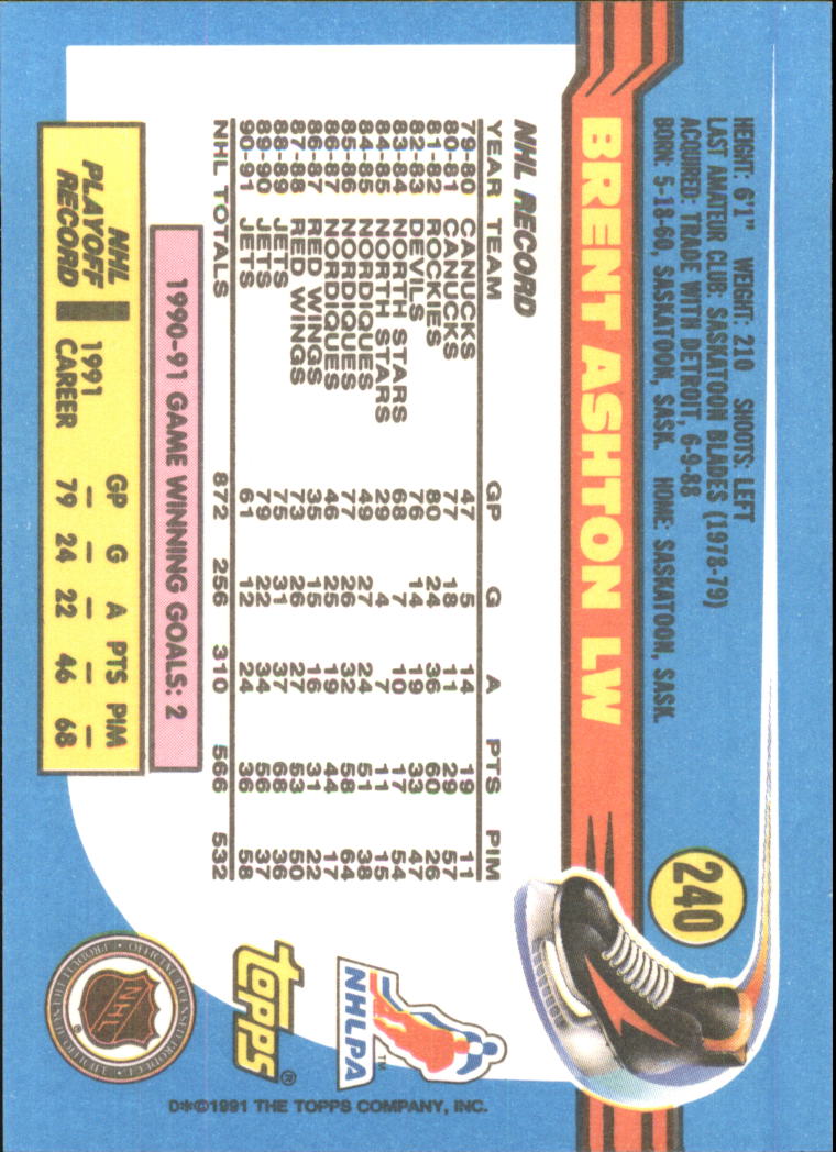 1991-92 Topps Hockey (Pick Card From List 1-307) C60 05-24 - Picture 391 of 495
