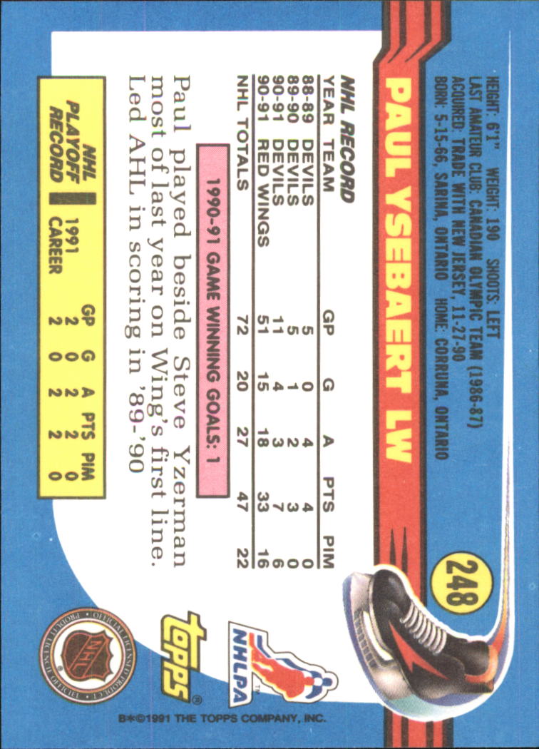 1991-92 Topps Hockey (Pick Card From List 1-307) C60 05-24 - Picture 405 of 495