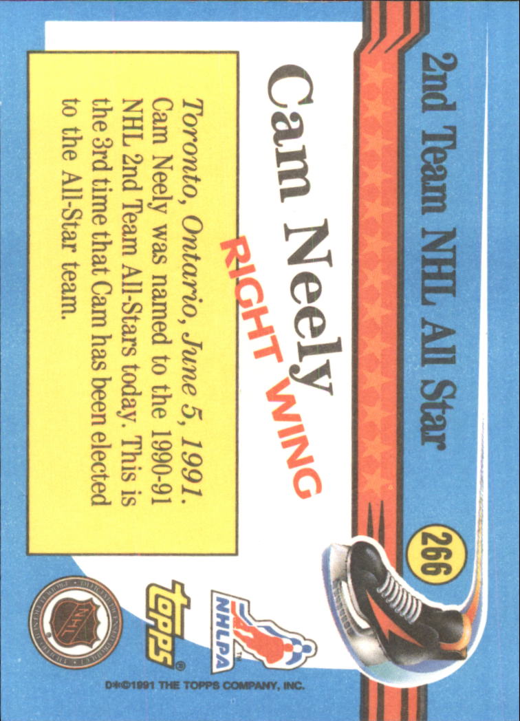 1991-92 Topps #266 Cam Neely AS back image