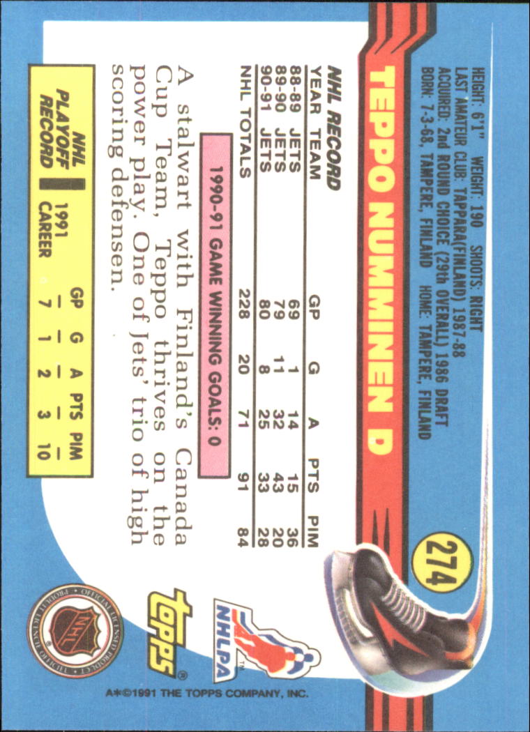 1991-92 Topps Hockey (Pick Card From List 1-307) C60 05-24 - Picture 435 of 495