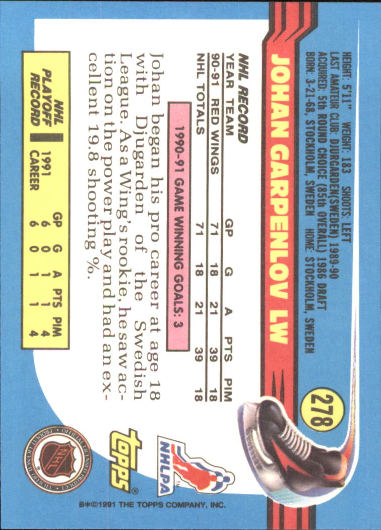 1991-92 Topps Hockey (Pick Card From List 1-307) C60 05-24 - Picture 443 of 495