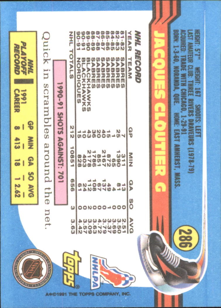 1991-92 Topps Hockey (Pick Card From List 1-307) C60 05-24 - Picture 455 of 495