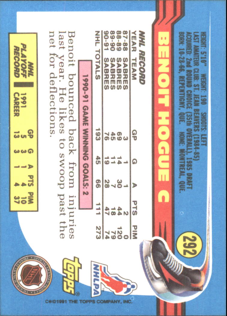 1991-92 Topps Hockey (Pick Card From List 1-307) C60 05-24 - Picture 467 of 495