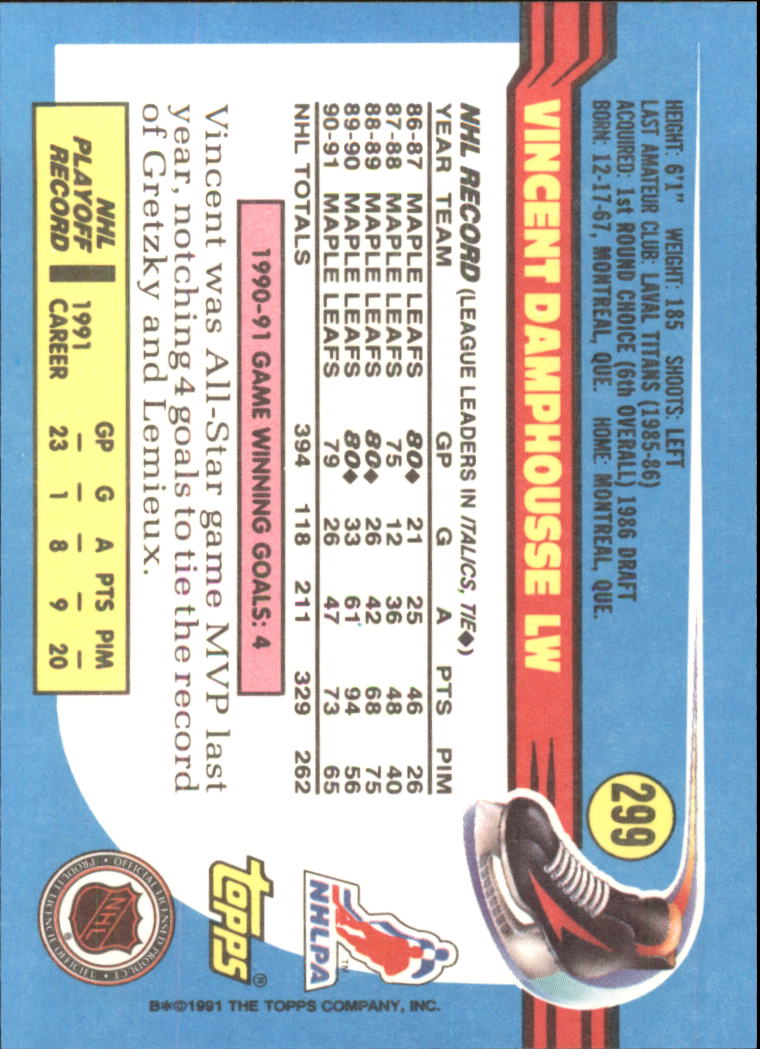 1991-92 Topps Hockey (Pick Card From List 1-307) C60 05-24 - Picture 481 of 495