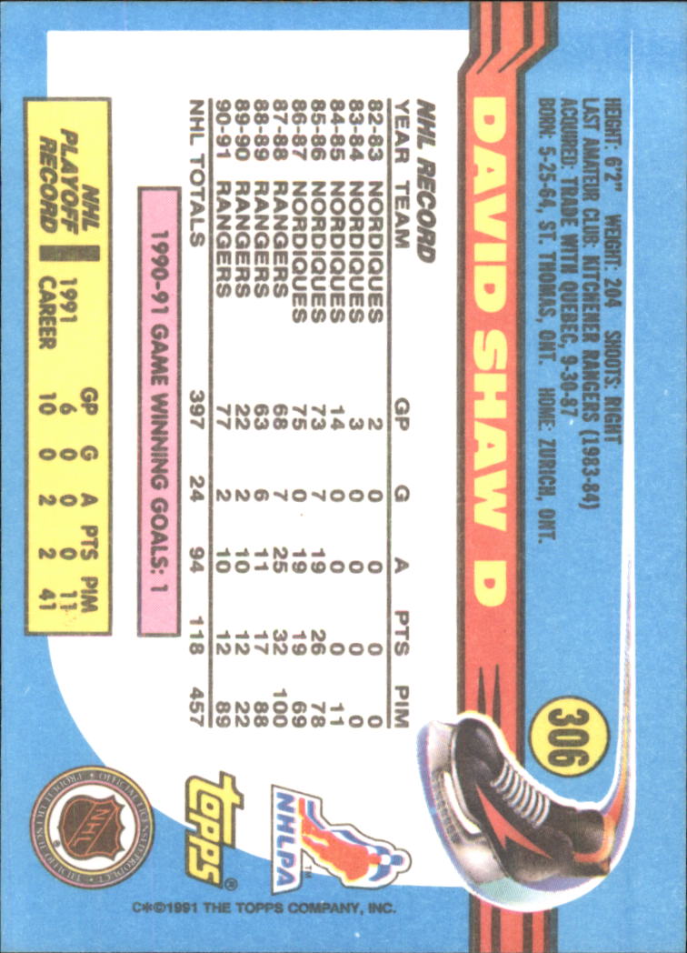 1991-92 Topps Hockey (Pick Card From List 1-307) C60 05-24 - Picture 493 of 495